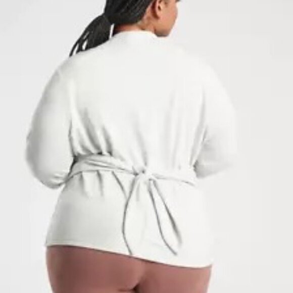 Athleta Poise Wrap Sweatshirt Womens 1X Gray Long Sleeve V Neck Soft Top NEW - Picture 2 of 15
